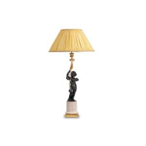 Bronze Lamp Representing A Putti, Marble Base. Circa 1880. Ls60321009g