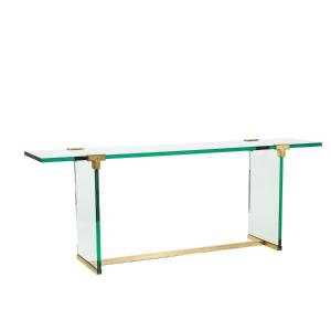 Peter Ghyczy. Console En Verre Et Laiton Doré. Années 1970. Ls61102051g