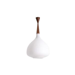 Suspension In White Opaline Glass And Blond Mahogany. 1960s. Ls6356358m