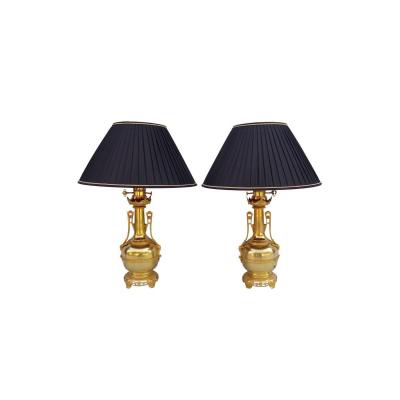 Paire De Lampes Bouteilles En Laiton Et Bronze Doré, Circa 1880 - LS2158891