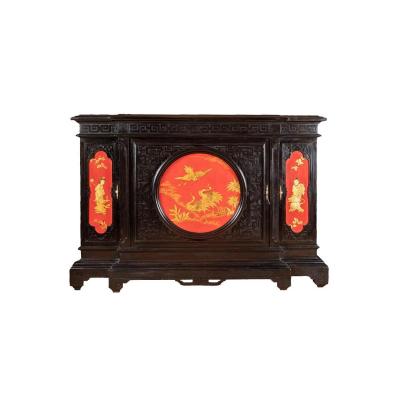 Large Chinese Style Cabinet In Black, Red And Gold Lacquered Wood, Circa 1880 - Ls37661501