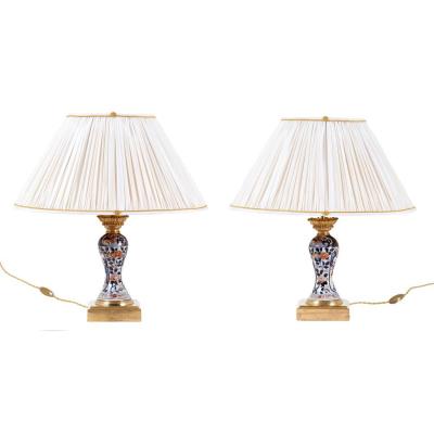 Pair Of Porcelain Lamps With Imari Decor, Late 19th Century - Ls3920701