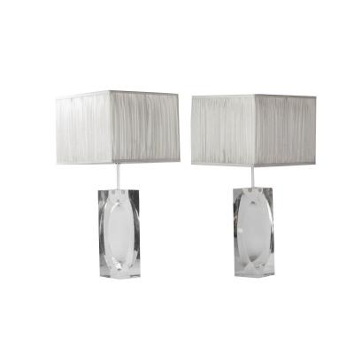 Pair Of Rectangular Plexiglass Lamps, Circa 1970 - Ls2750831