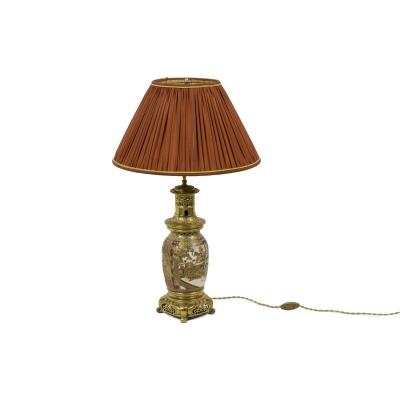 Lampe En Faïence De Satsuma Et Bronze Doré, Circa 1880 - Ls3233361