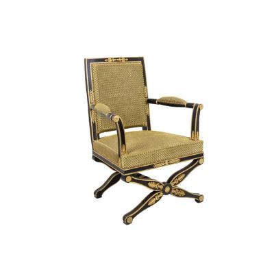 Black And Gilt Lacquered Empire Style Armchair, Circa 1900 - Ls27441001