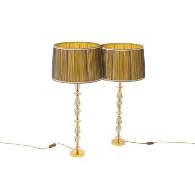Pair Of Lamps In Glass And Gilt Bronze, 1940's - Ls4426732