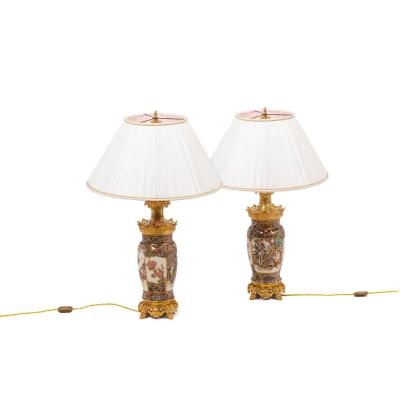 Pair Of Lamps In Satsuma Earthenware, Circa 1880 - Ls43591064