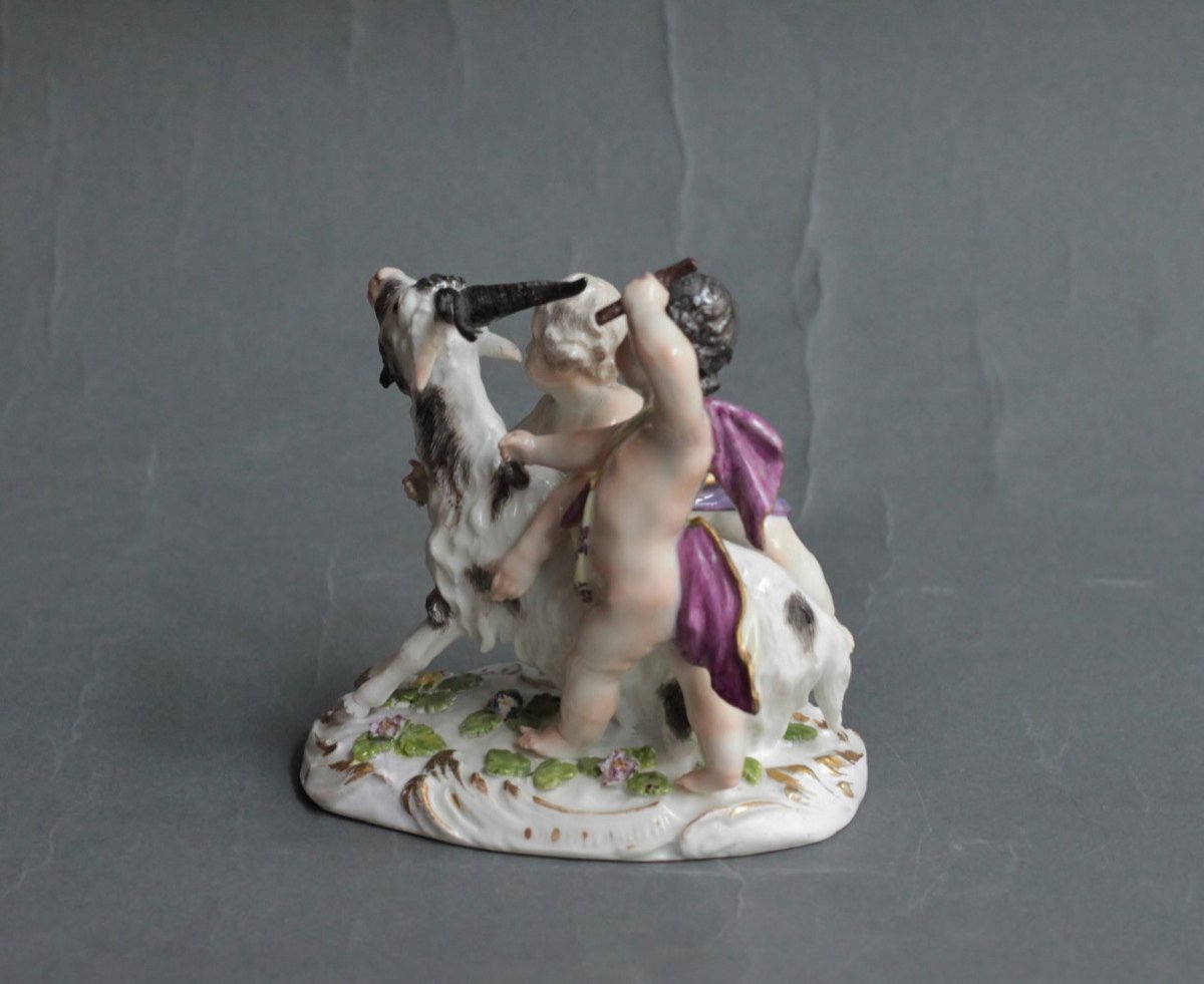 Meissen Porcelain Group Of Children Playing With A Goat, Circa 1755, 18th Century.-photo-6