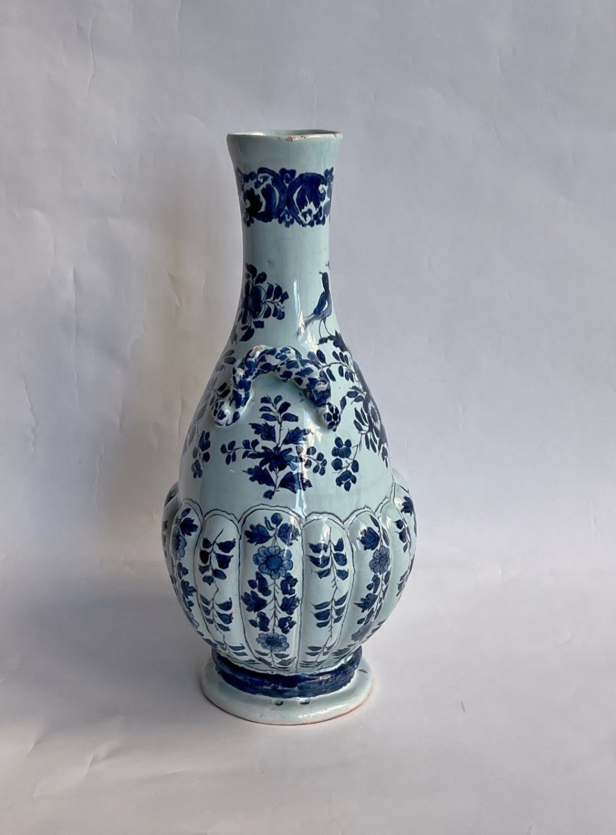 Nevers Earthenware Gourd Vase With Persian Style Blue Camaïeu Decor, 2nd Half Of The 17th Century -photo-4