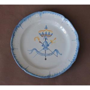 Earthenware Plate From Bois d'Epense - Les Islettes With Revolutionary Vive La Nation, 18th C.