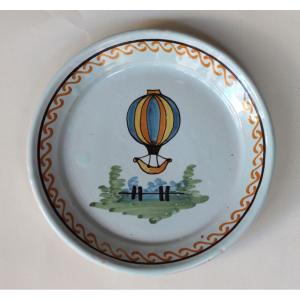 Roanne Earthenware Plate With Balloon Decoration. 18th Century.