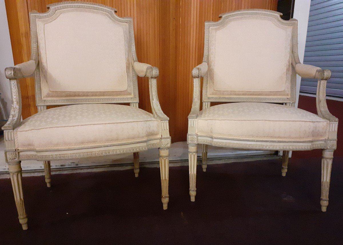Belle paire de fauteuils d epoque Louis XVI attribué à Claude Sene II-photo-5