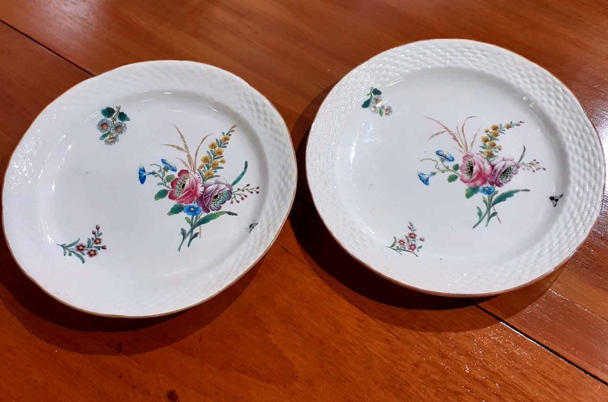 Rare paire d assiette en porcelaine tendre de Chantilly 18 Eme Siecle-photo-5