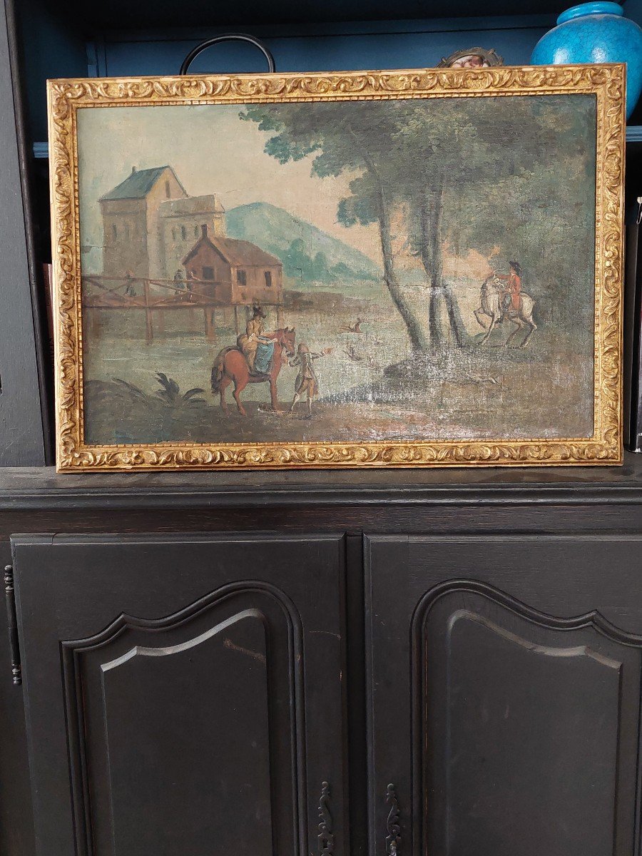 Painting 18th Century Hunting Scene-photo-2