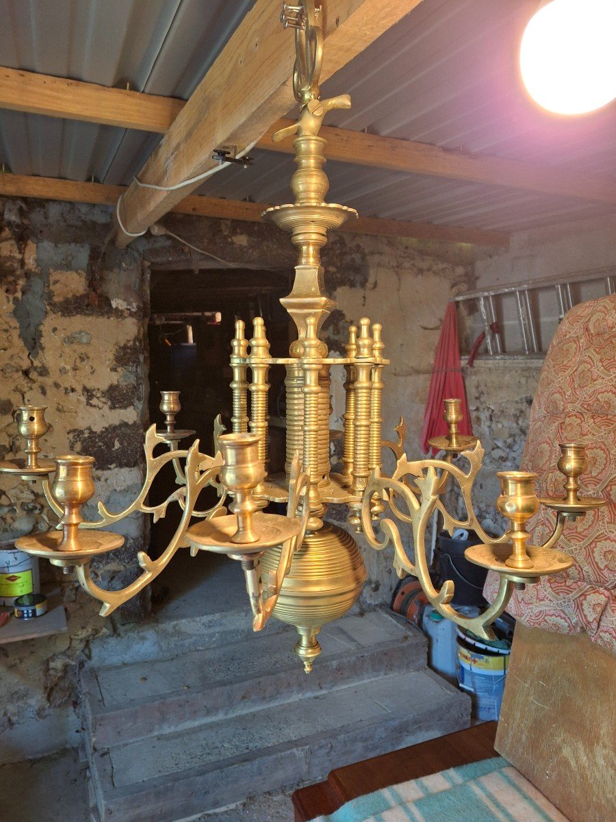 17th Century Bronze Chandelier-photo-2