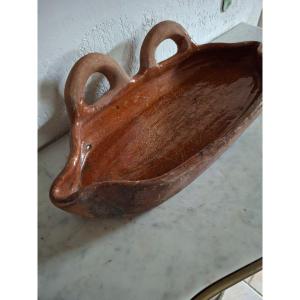 Glazed Earthenware Handled Fry Pan