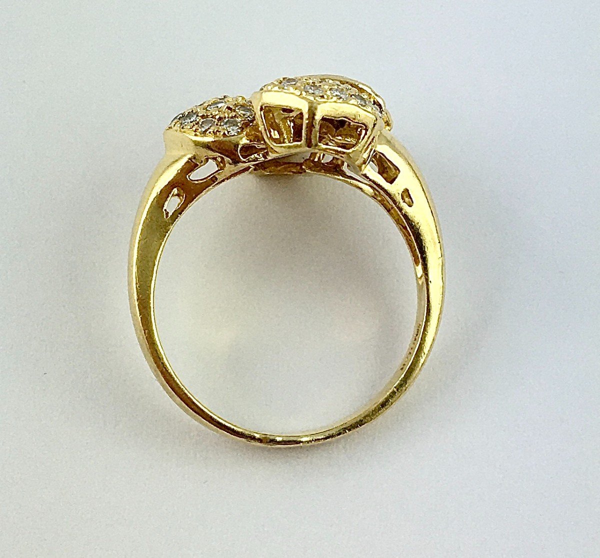 Plant Motif Ring With Brilliant Cut Diamonds And Baguettes In Yellow Gold-photo-6