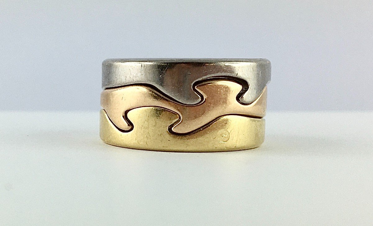 Bague Fusion Georg Jensen Par Nina Koppel Ors Jaune, Rose Et Blanc, Motifs Puzzle-photo-1