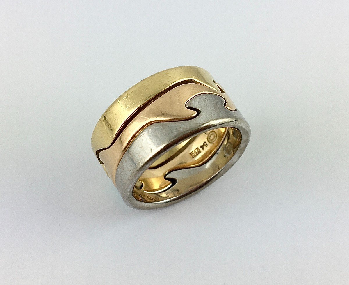 Bague Fusion Georg Jensen Par Nina Koppel Ors Jaune, Rose Et Blanc, Motifs Puzzle-photo-5