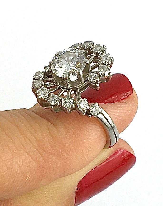 Bague Fils Tourbillon  Années 60 Diamants Taille Brillant Sur Platine-photo-3