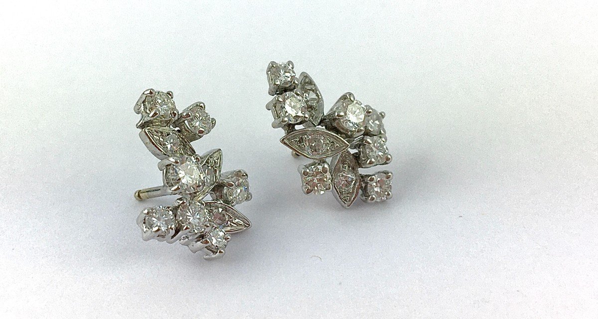 Boucles d'Oreilles  Diamants Sur Or Blanc -photo-1