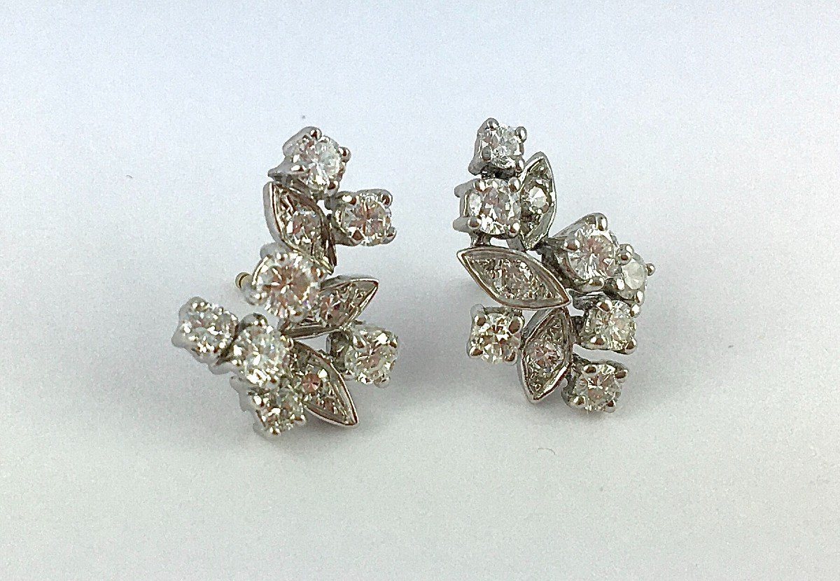 Boucles d'Oreilles  Diamants Sur Or Blanc -photo-4