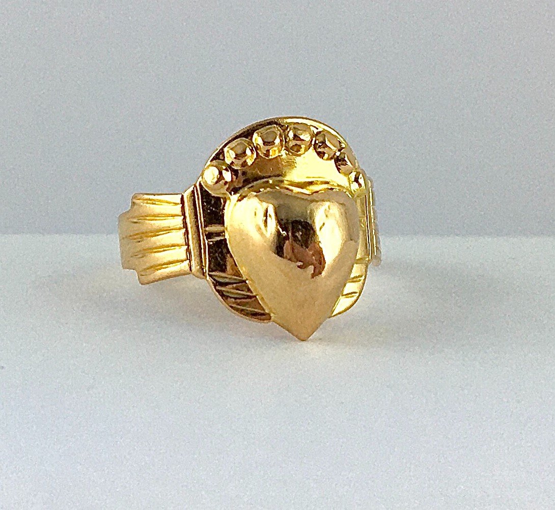 Ring Of Faith Fede Or Of Promise Regional Jewel Heart Taken Or To Take Rose Gold-photo-1