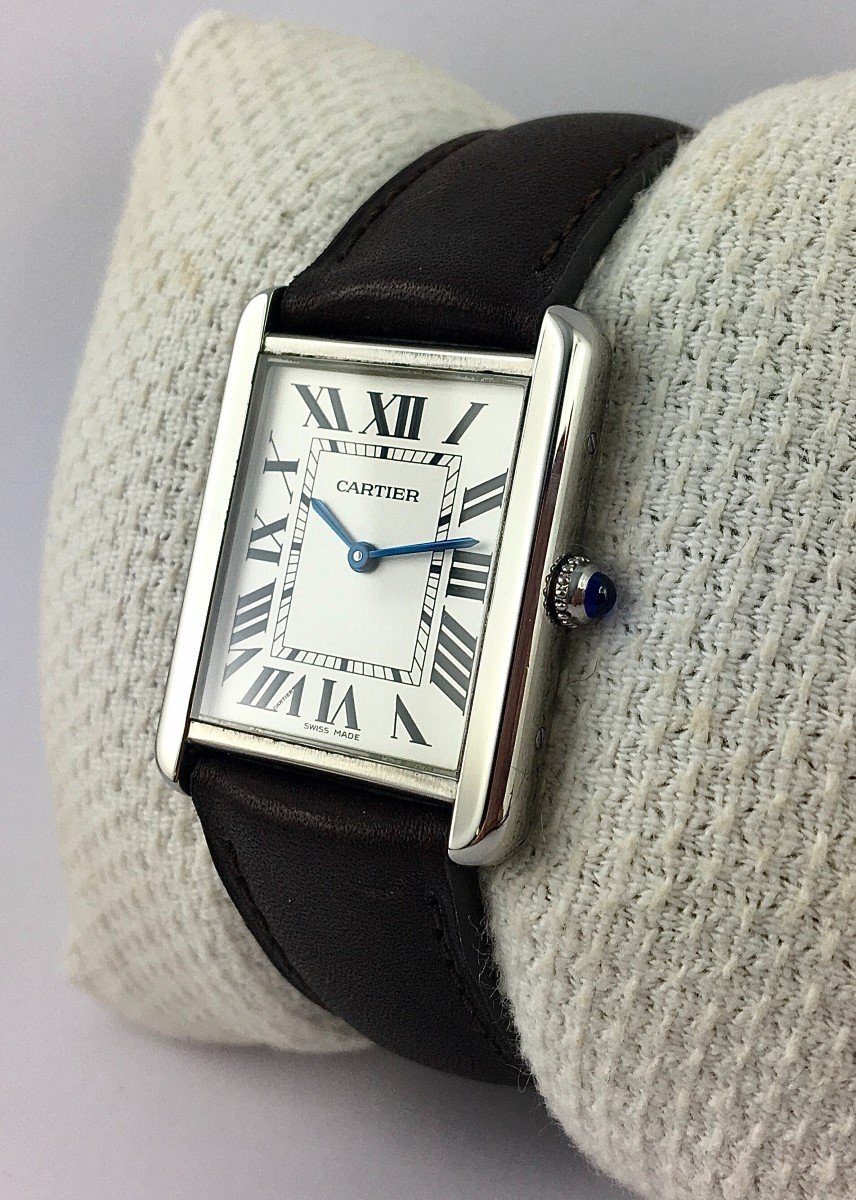 Cartier Tank Solo Medium Steel Quartz Watch Box Guarantee Papers-photo-1