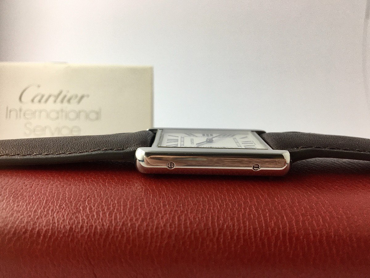 Cartier Tank Solo Medium Steel Quartz Watch Box Guarantee Papers-photo-3