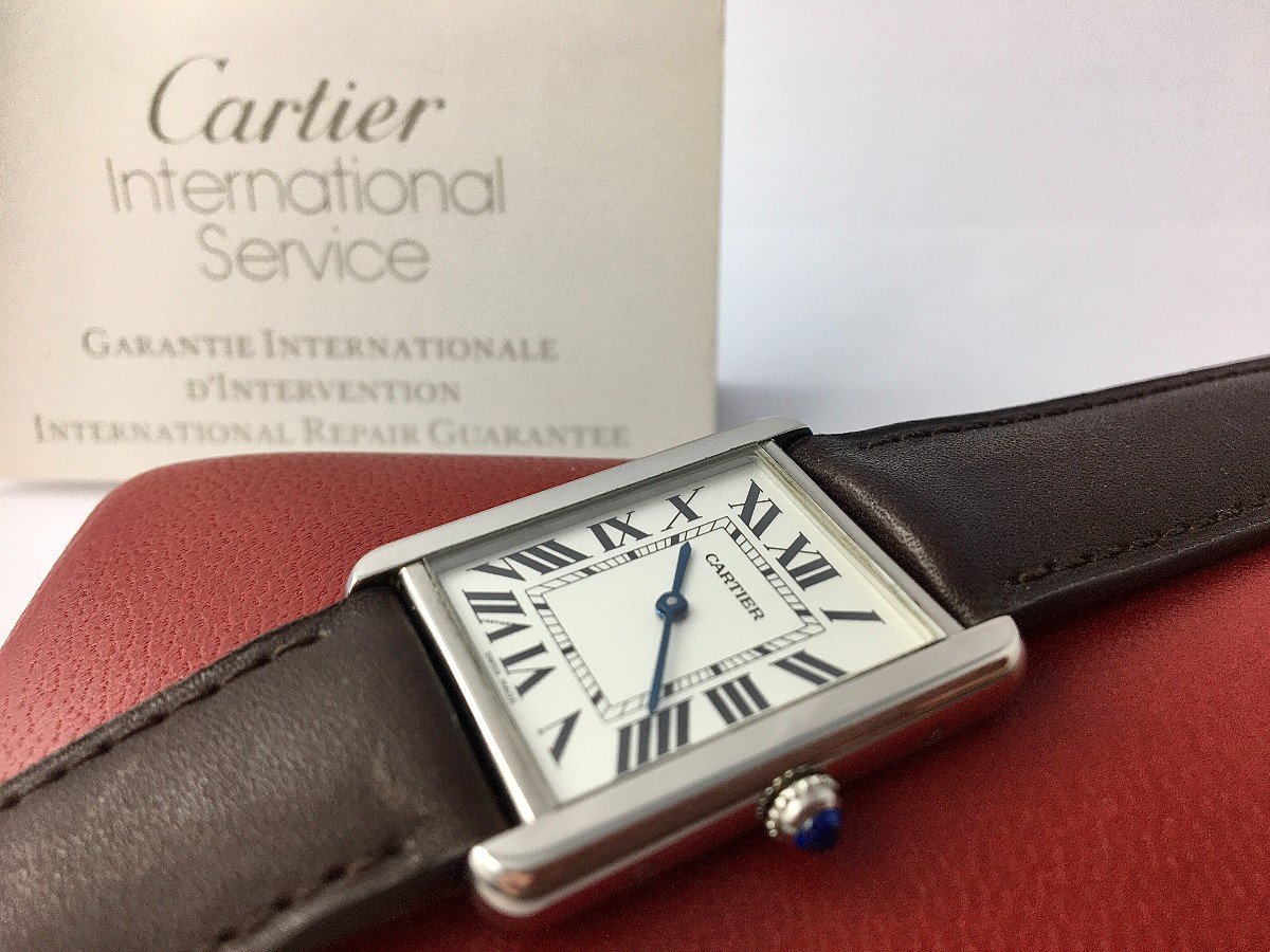 Cartier Tank Solo Medium Steel Quartz Watch Box Guarantee Papers-photo-4