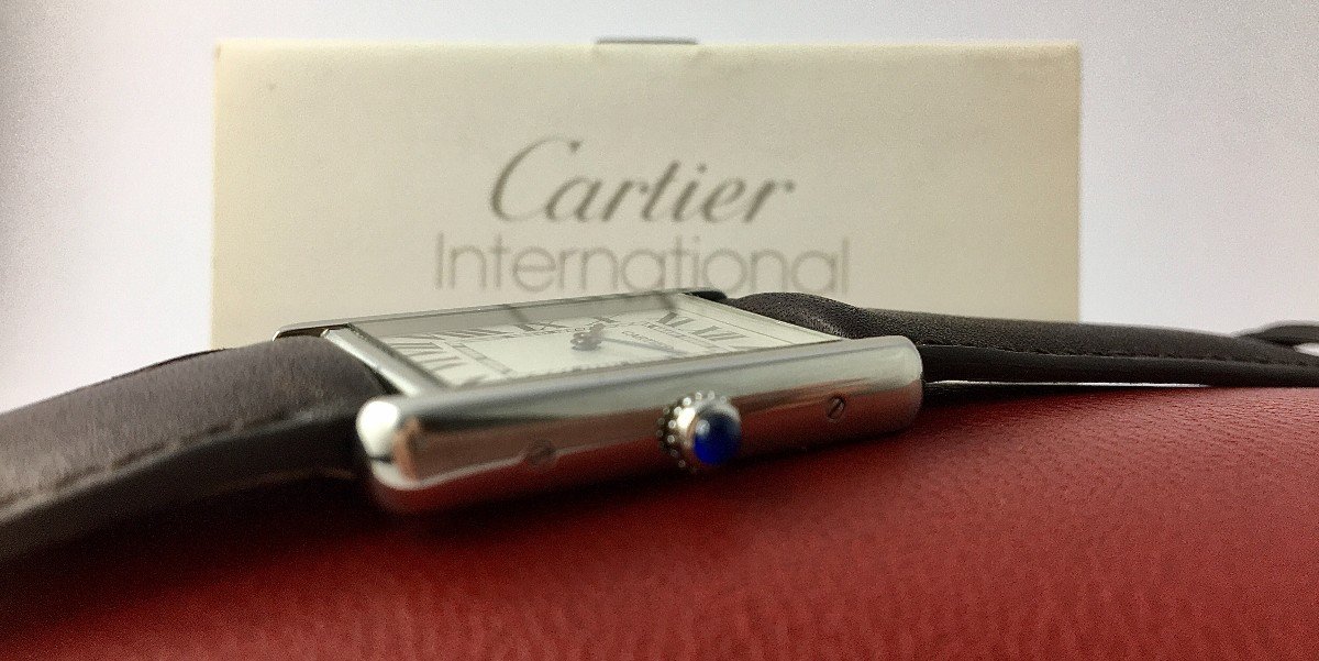 Cartier Tank Solo Medium Steel Quartz Watch Box Guarantee Papers-photo-5