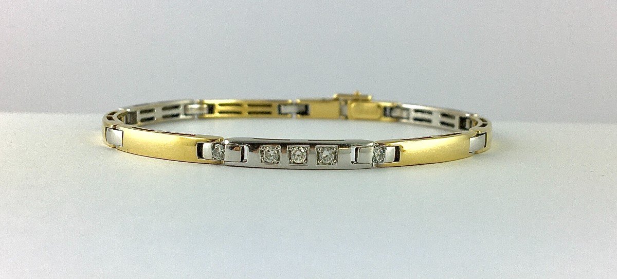 Bracelet Line Of Diamond Bars On White Gold And Yellow Gold Bars-photo-2