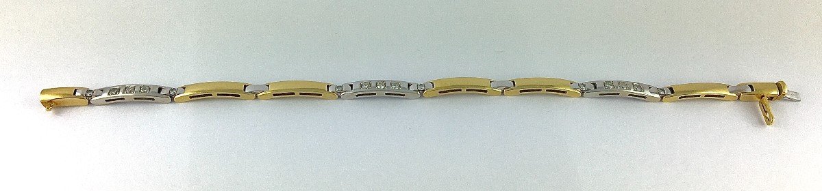 Bracelet Line Of Diamond Bars On White Gold And Yellow Gold Bars-photo-4