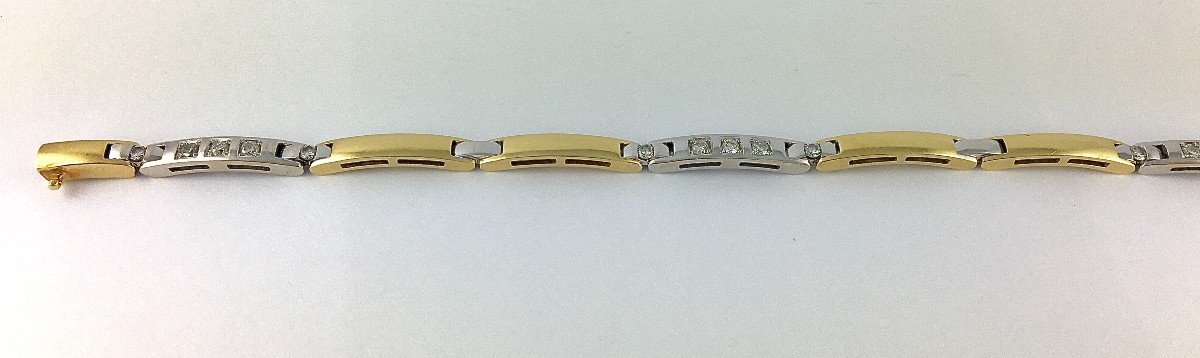 Bracelet Line Of Diamond Bars On White Gold And Yellow Gold Bars-photo-1