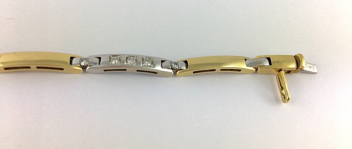 Bracelet Line Of Diamond Bars On White Gold And Yellow Gold Bars-photo-2