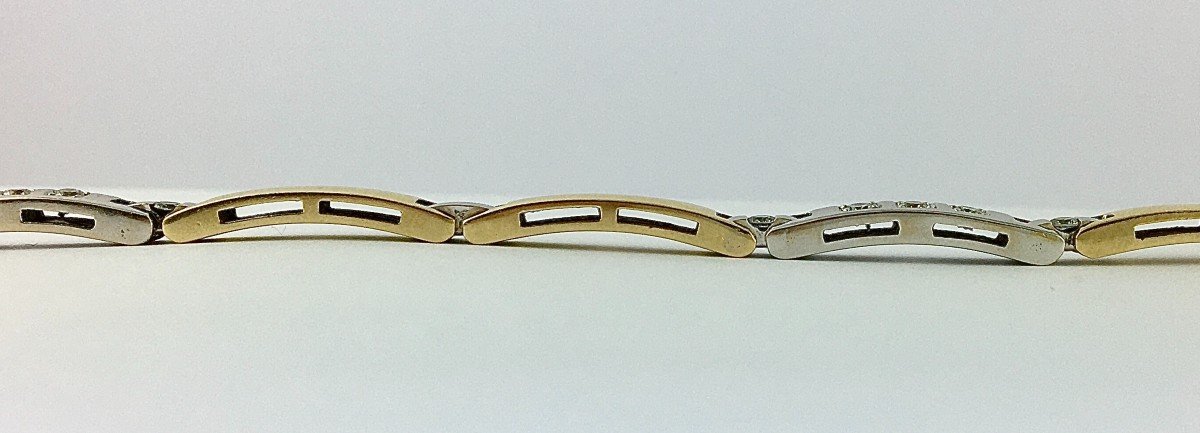 Bracelet Line Of Diamond Bars On White Gold And Yellow Gold Bars-photo-3