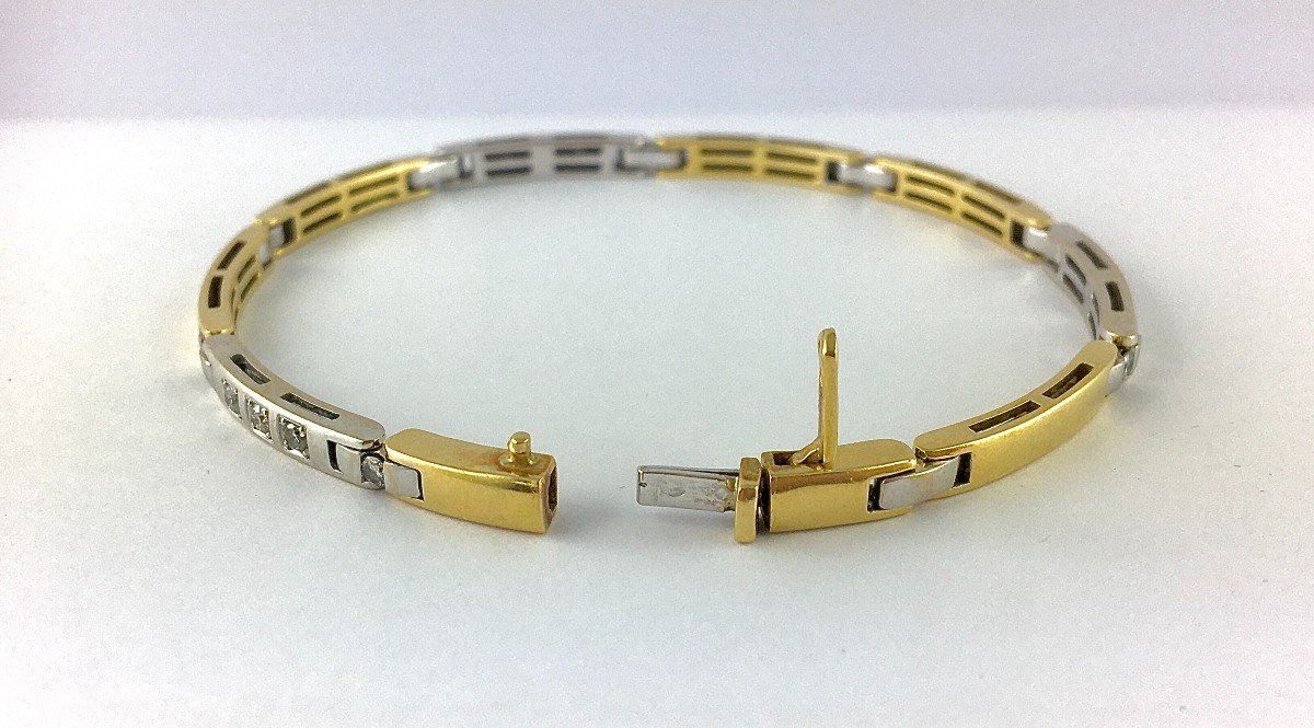 Bracelet Line Of Diamond Bars On White Gold And Yellow Gold Bars-photo-5