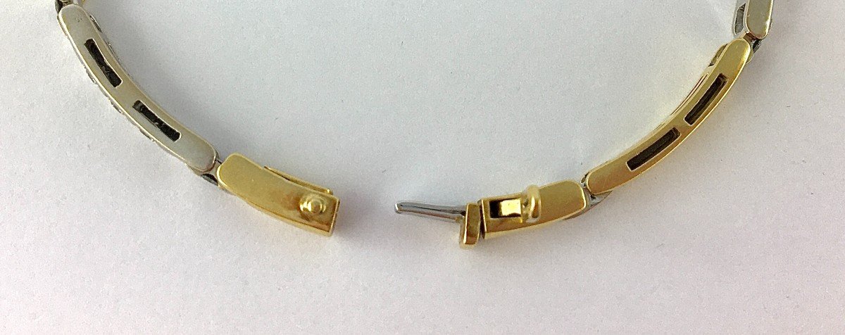 Bracelet Line Of Diamond Bars On White Gold And Yellow Gold Bars-photo-6