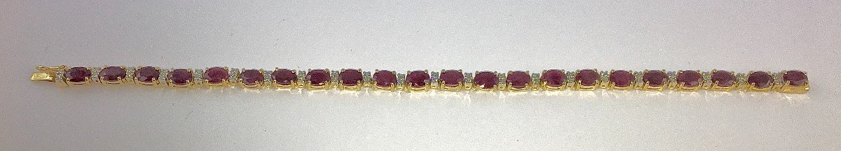 Bracelet Ligne  De Rubis Et Diamants Sur Or Jaune-photo-1