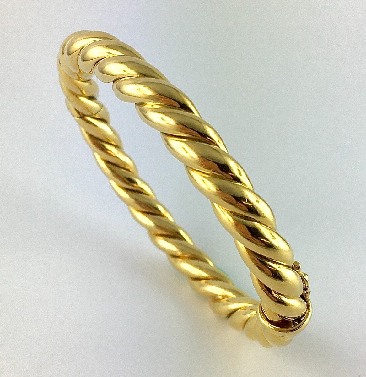 Yellow Gold Twisted Opening Bangle Bracelet