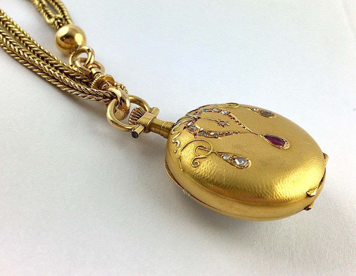 Charles X Ruby Pear And Diamond Yellow Gold Collar Watch -photo-2