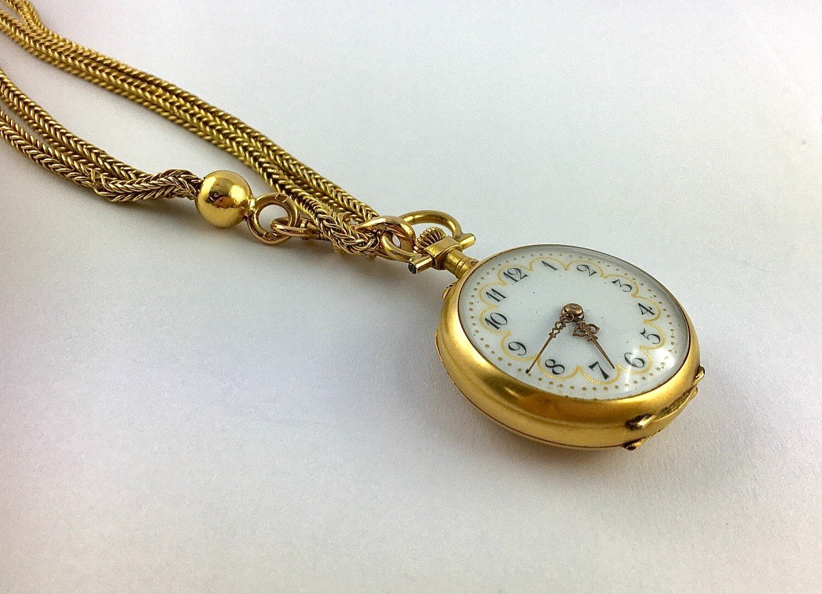 Charles X Ruby Pear And Diamond Yellow Gold Collar Watch -photo-4