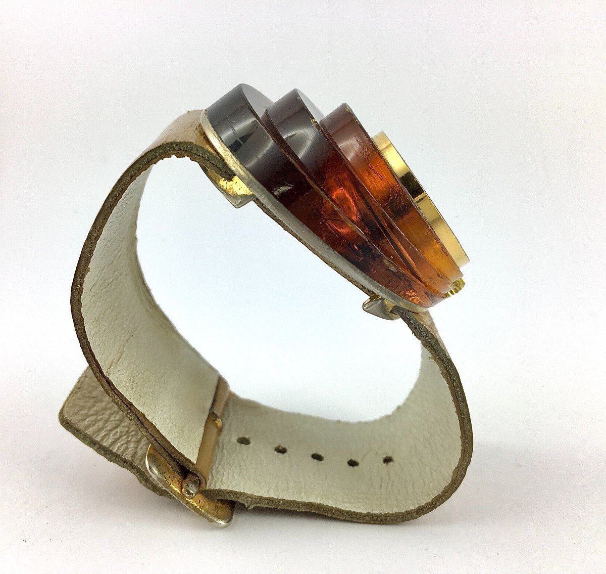 Pierre Cardin Watch Jaeger Lecoultre Movement Model Pc112 "space" 70s Lucite -photo-4