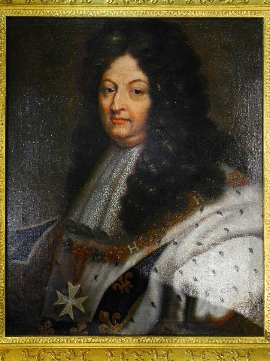 Portrait De Louis XIV Roi Soleil d'Après Hyacinthe Rigaud  Huile Toile début 19ème S  Encadré-photo-2