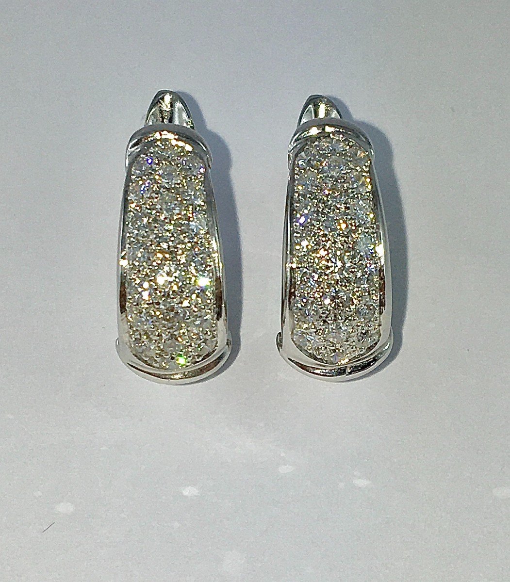 White Gold Diamond Pave Hoop Earrings For Non-pierced Ears-photo-1