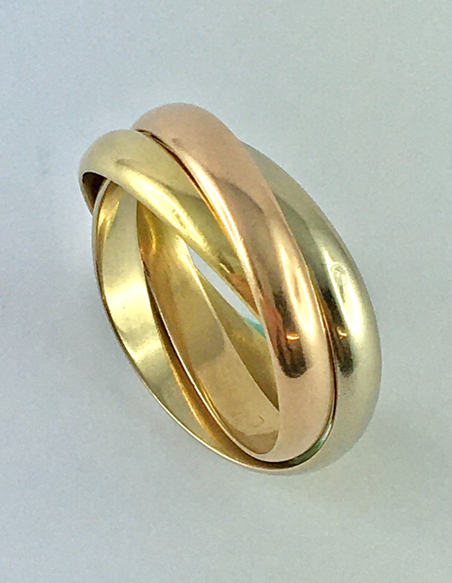 Bague Alliance Trinity Cartier Trois Ors Classique Vintage-photo-3