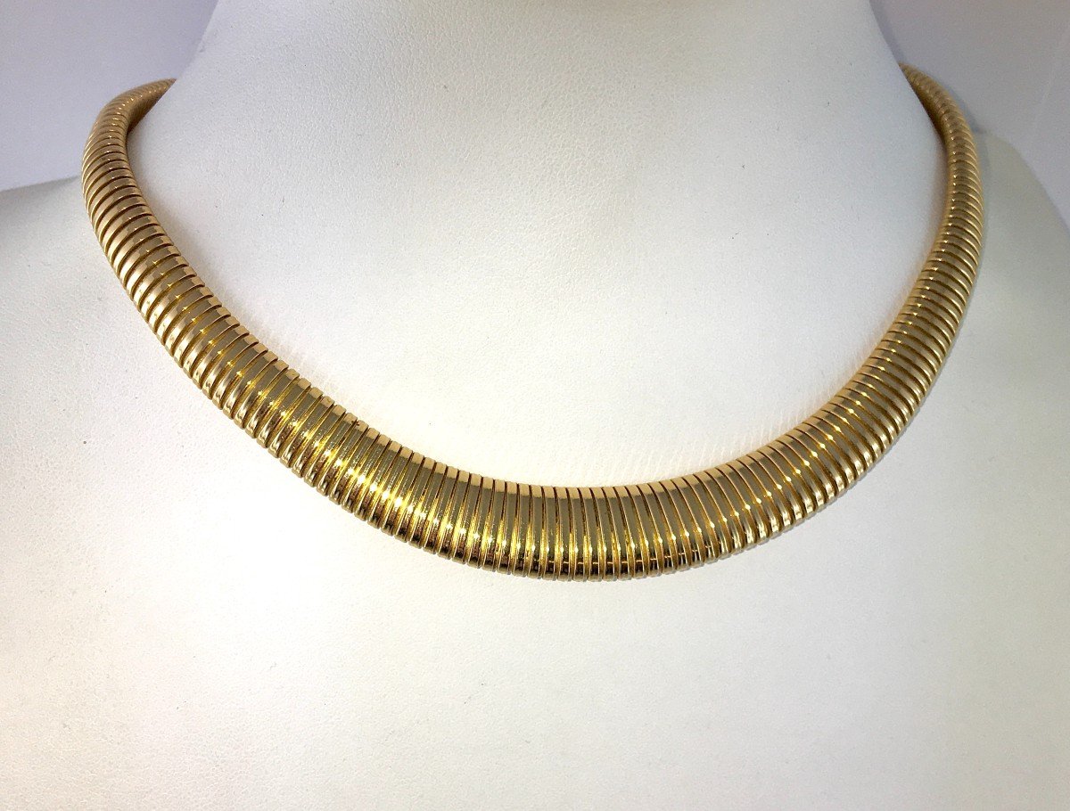 Spirotube Necklace Tubogas Mesh Falling Yellow Gold 40s/50s-photo-2