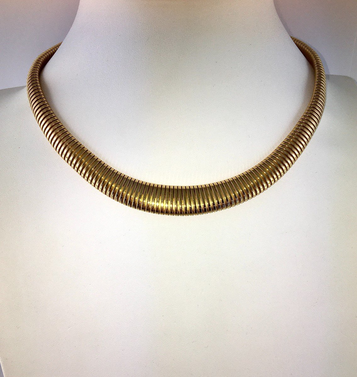 Spirotube Necklace Tubogas Mesh Falling Yellow Gold 40s/50s-photo-3