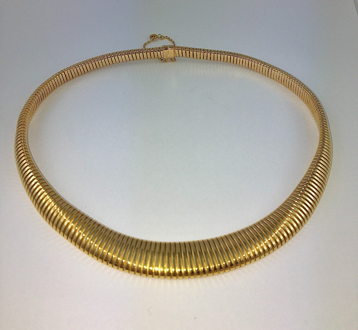 Spirotube Necklace Tubogas Mesh Falling Yellow Gold 40s/50s-photo-1