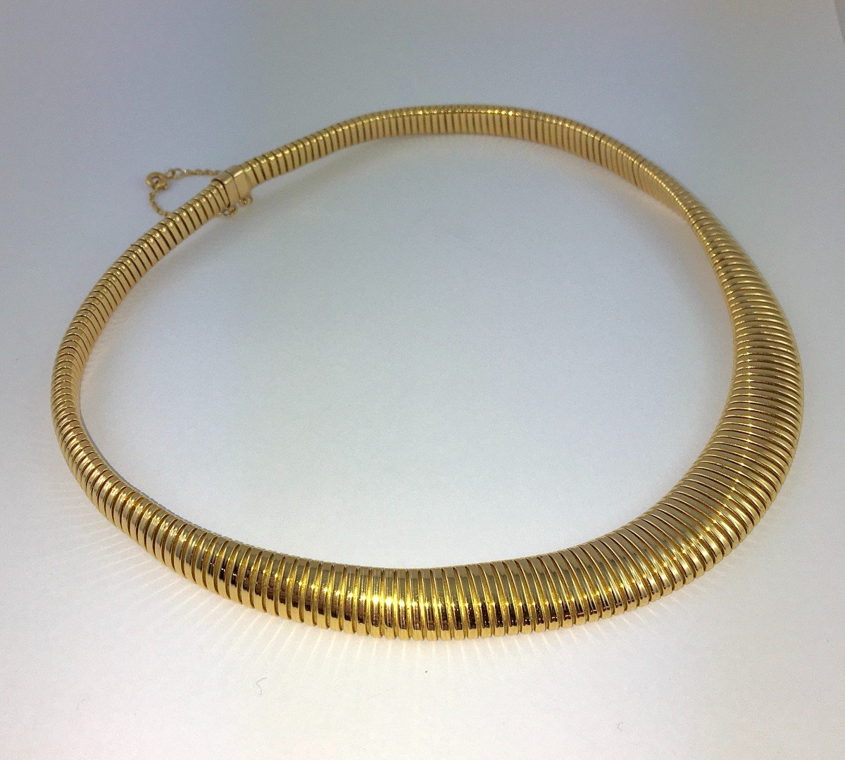 Spirotube Necklace Tubogas Mesh Falling Yellow Gold 40s/50s-photo-2